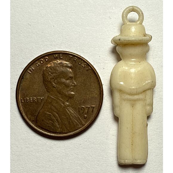 Vintage Cracker Jack White Ranger Celluloid Charm 1G - Picture 2 of 2